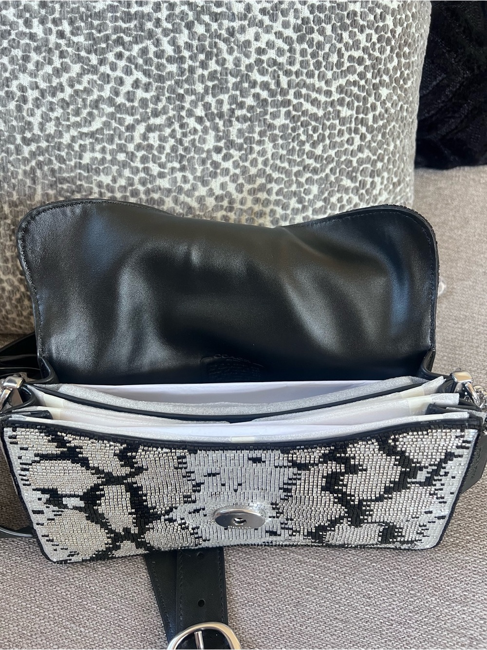 Coach Beaded Crystal Snakeskin-Print Soft Tabby Shoulder Bag 26 - Picture 6 of 9